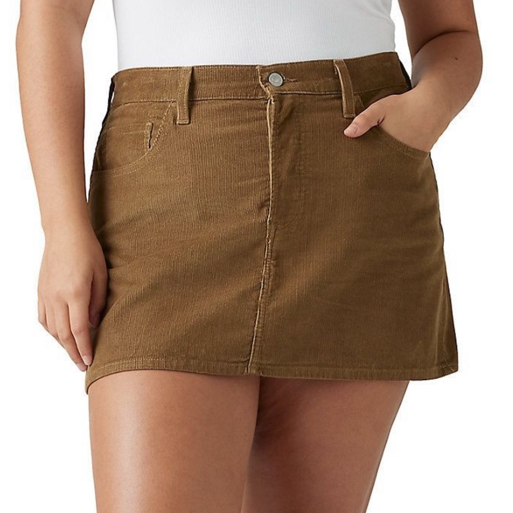 Levi A Line Corduroy Brown Button Fly Mini Skirt NWT Size 32